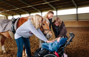 Erstmal müssen beide sich beschnuppern: Die Reitstunde beginnt damit, dass Pferd und Schülerin sich langsam einander nähern. Foto: Martin Scherag/LVR